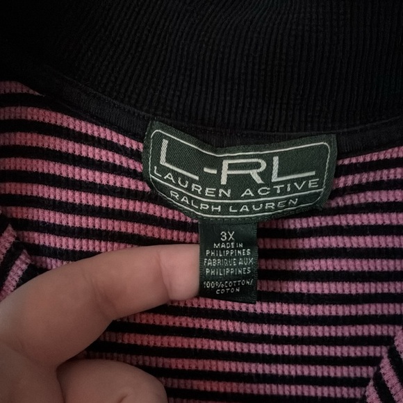 Lauren Ralph Lauren Active Women’s Quarter Zip Pullover, 3X, Pink/Black - Picture 4 of 5